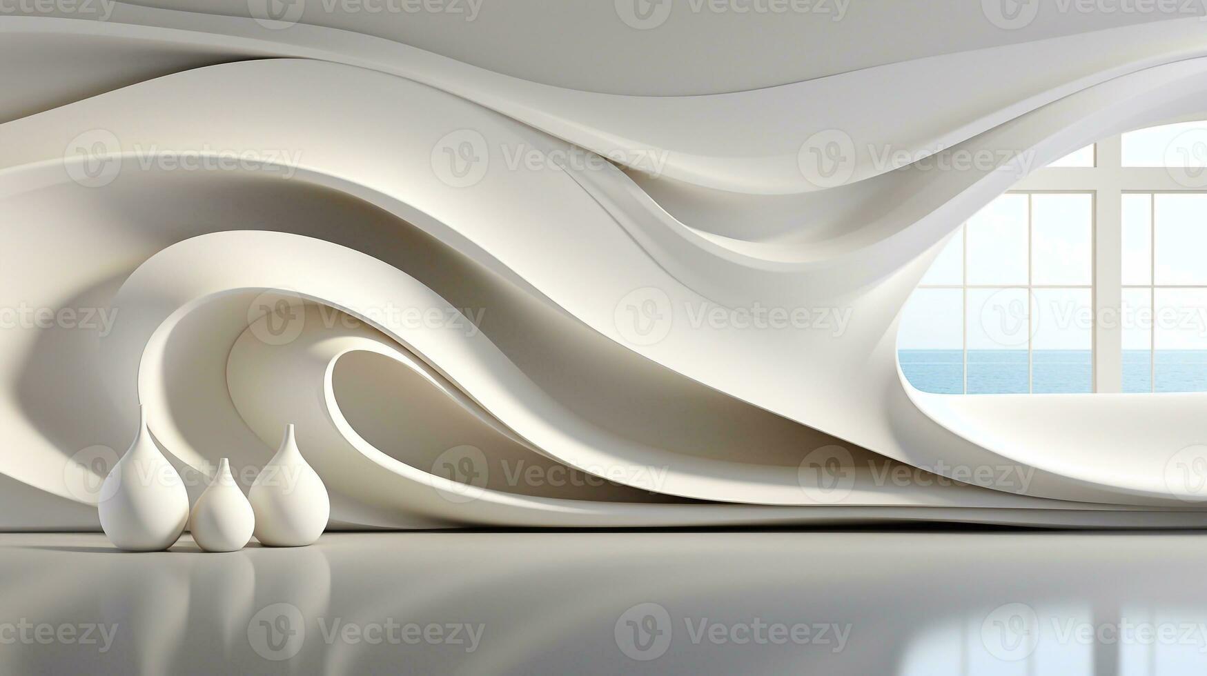 Abstract Essence White and Soft Grey Elegance Unveiled Generative AI photo