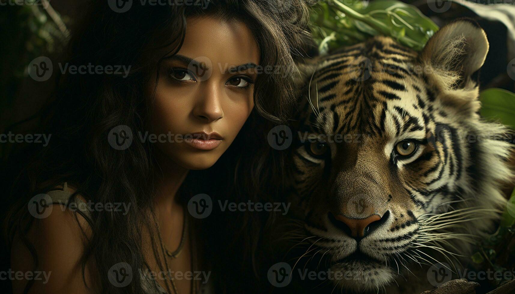 un confidente joven mujer curioso, belleza en naturaleza, elegancia, pelo generado por ai foto