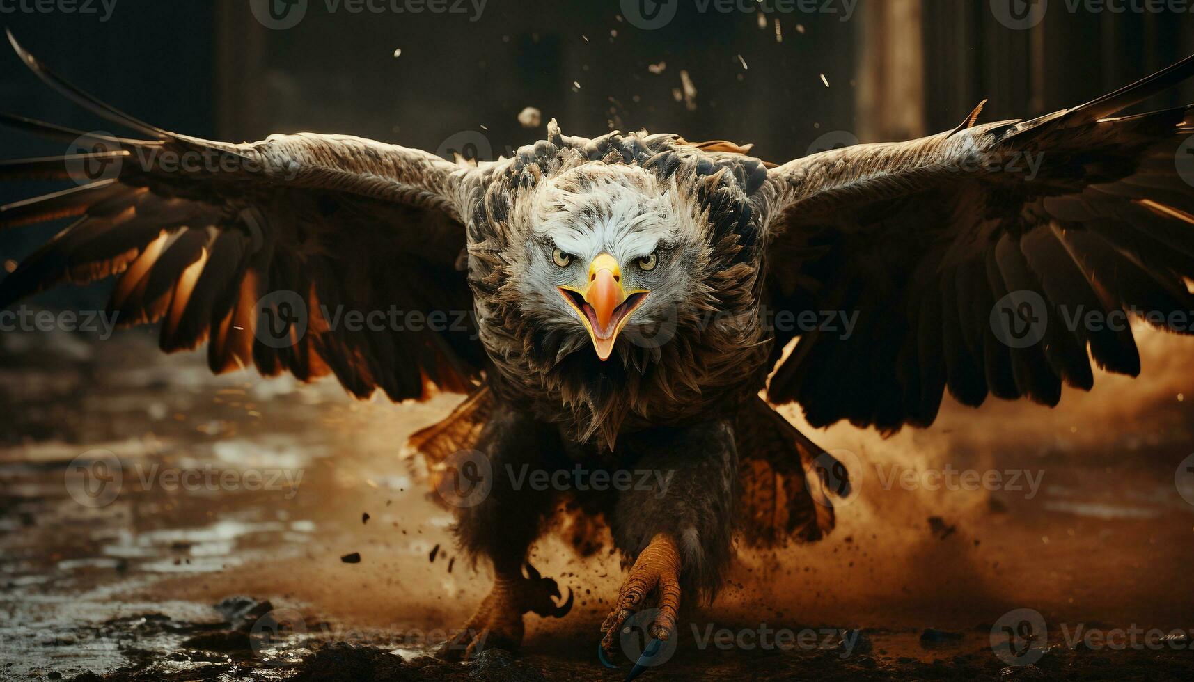 Majestic bird of prey, soaring with freedom, fierce and beautiful generated by AI photo