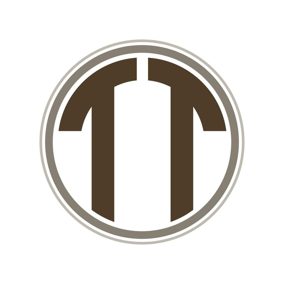 Monogram circle logo ribbon style design template. TT initial letter. vector
