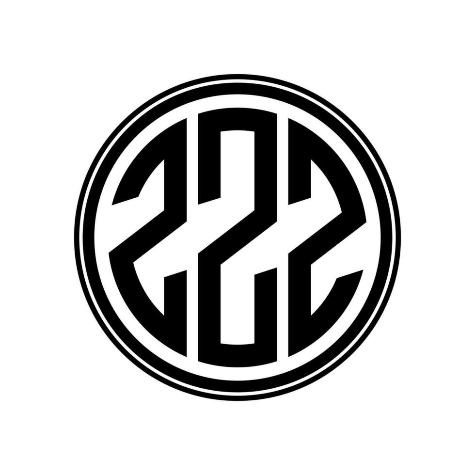 Monogram circle logo ribbon style design template. ZZZ initial letter. vector