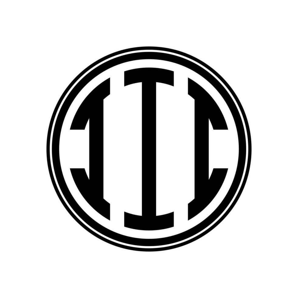 Monogram circle logo ribbon style design template. III initial letter. vector