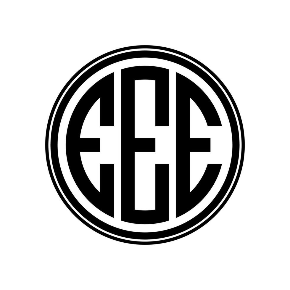 Monogram circle logo ribbon style design template. EEE initial letter. vector