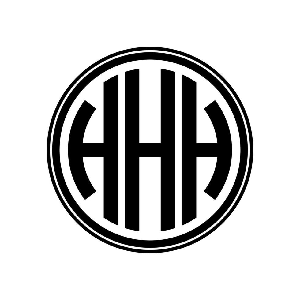 Monogram circle logo ribbon style design template. HHH initial letter. vector