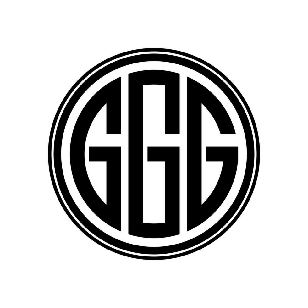 Monogram circle logo ribbon style design template. GGG initial letter. vector