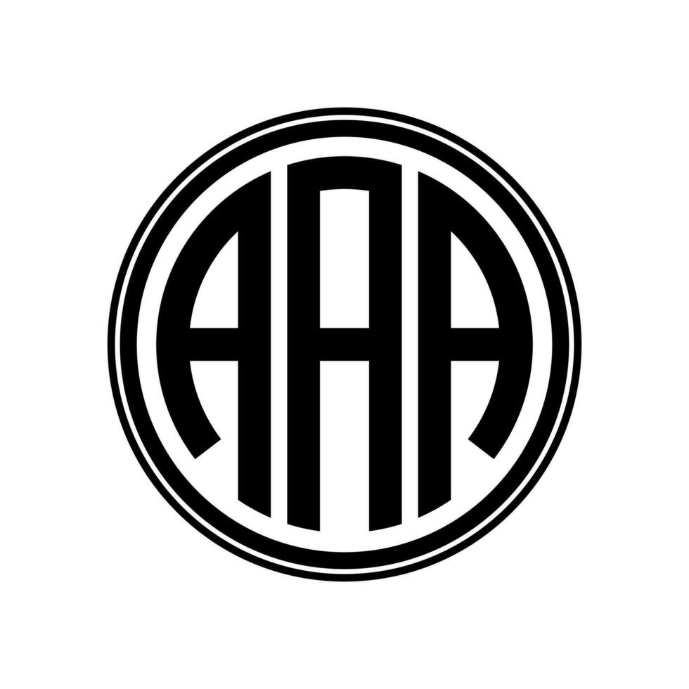 Monogram circle logo ribbon style design template. AAA initial letter. vector