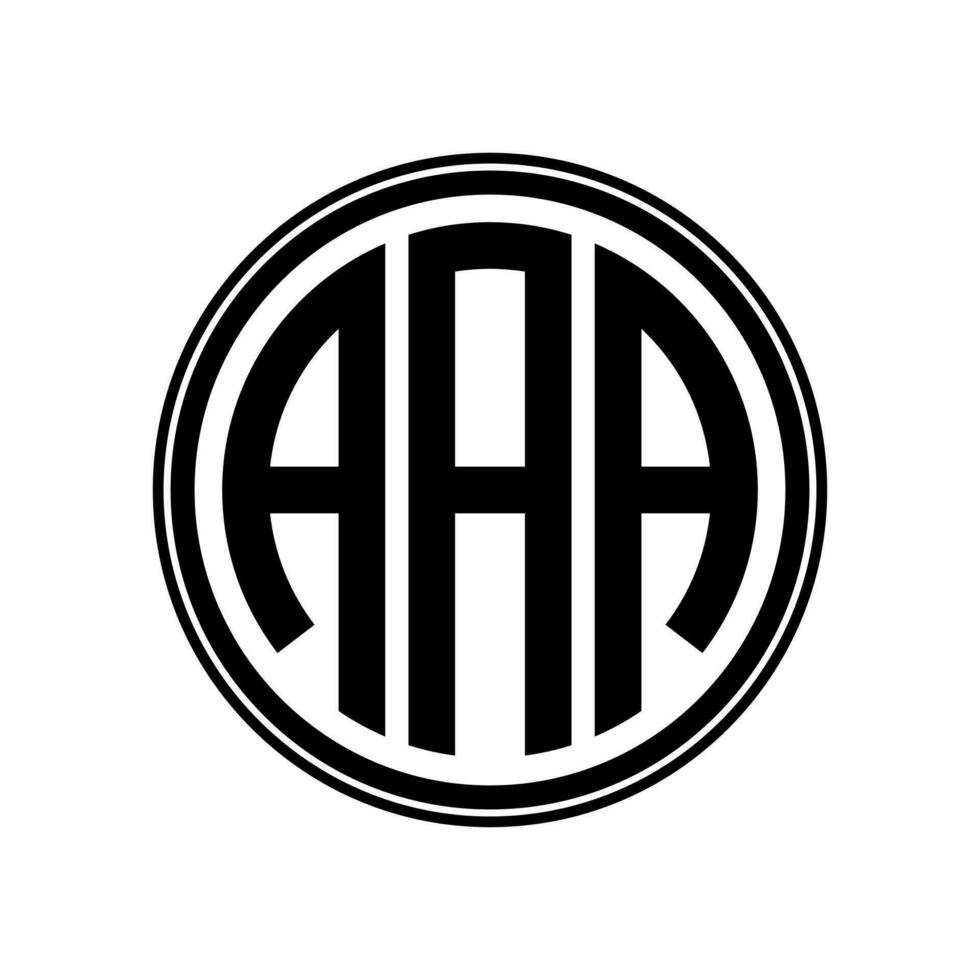 Monogram circle logo ribbon style design template. AAA initial letter. vector