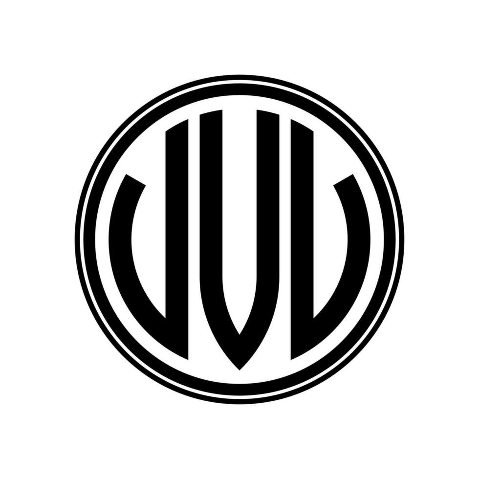 Monogram circle logo ribbon style design template. VVV initial letter. vector
