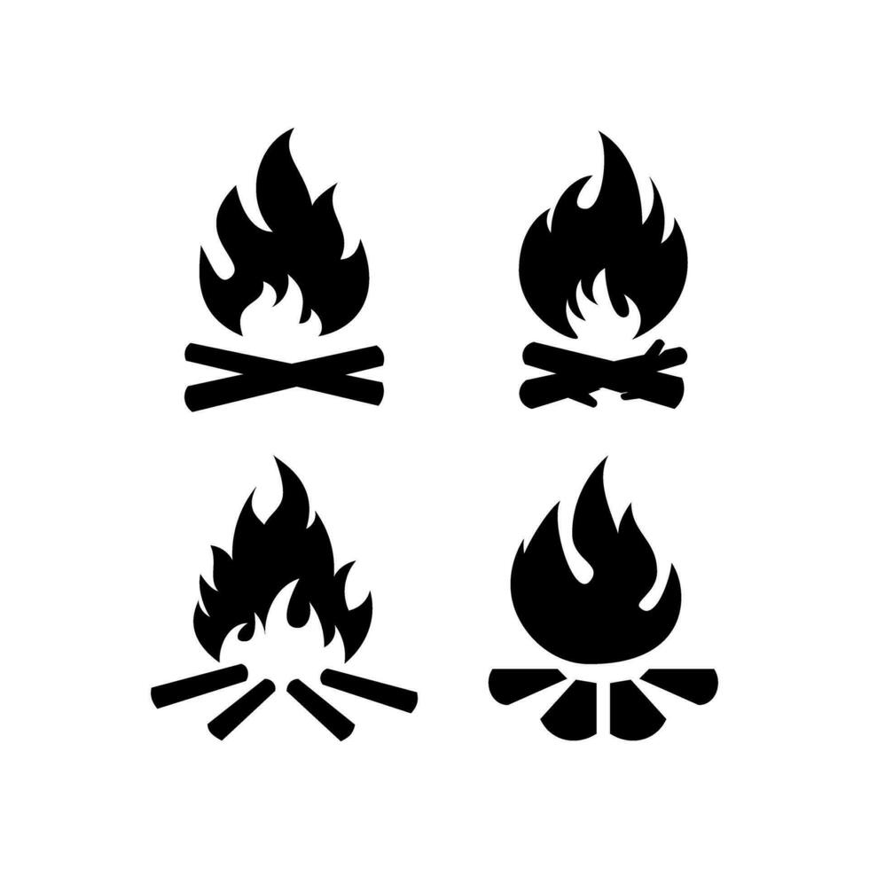 Camp fire icon. Bonfire burning on firewood sign. Vector. vector