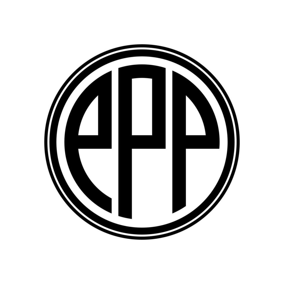 Monogram circle logo ribbon style design template. PPP initial letter. vector