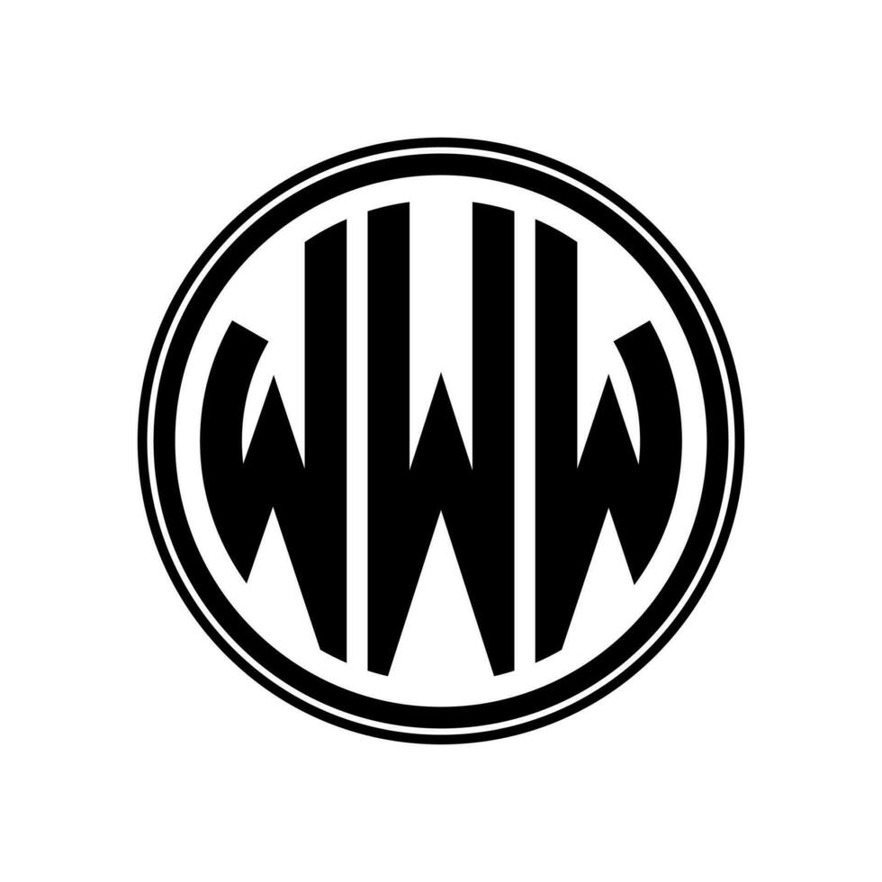 Monogram circle logo ribbon style design template. WWW initial letter. vector