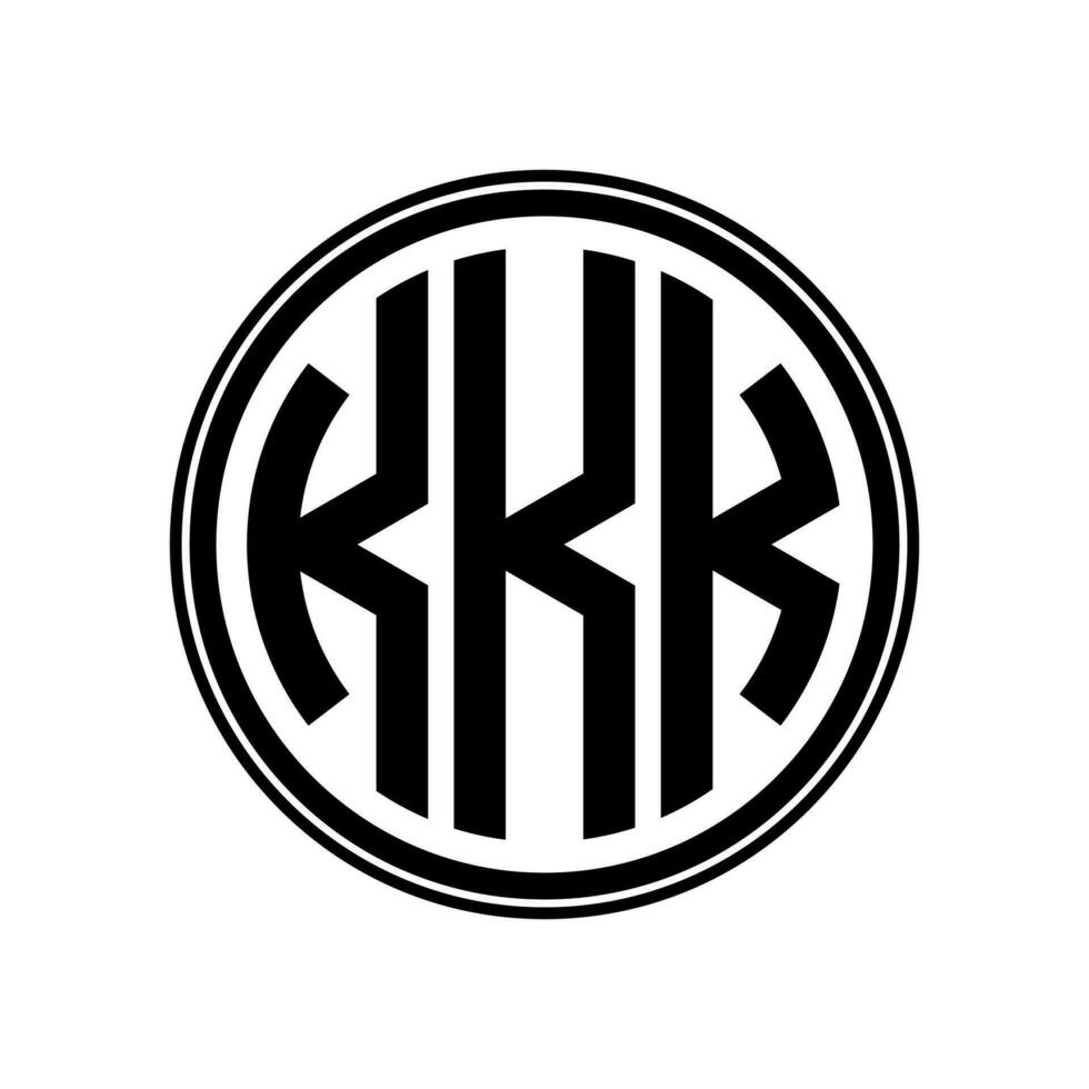 Monogram circle logo ribbon style design template. KKK initial letter. vector