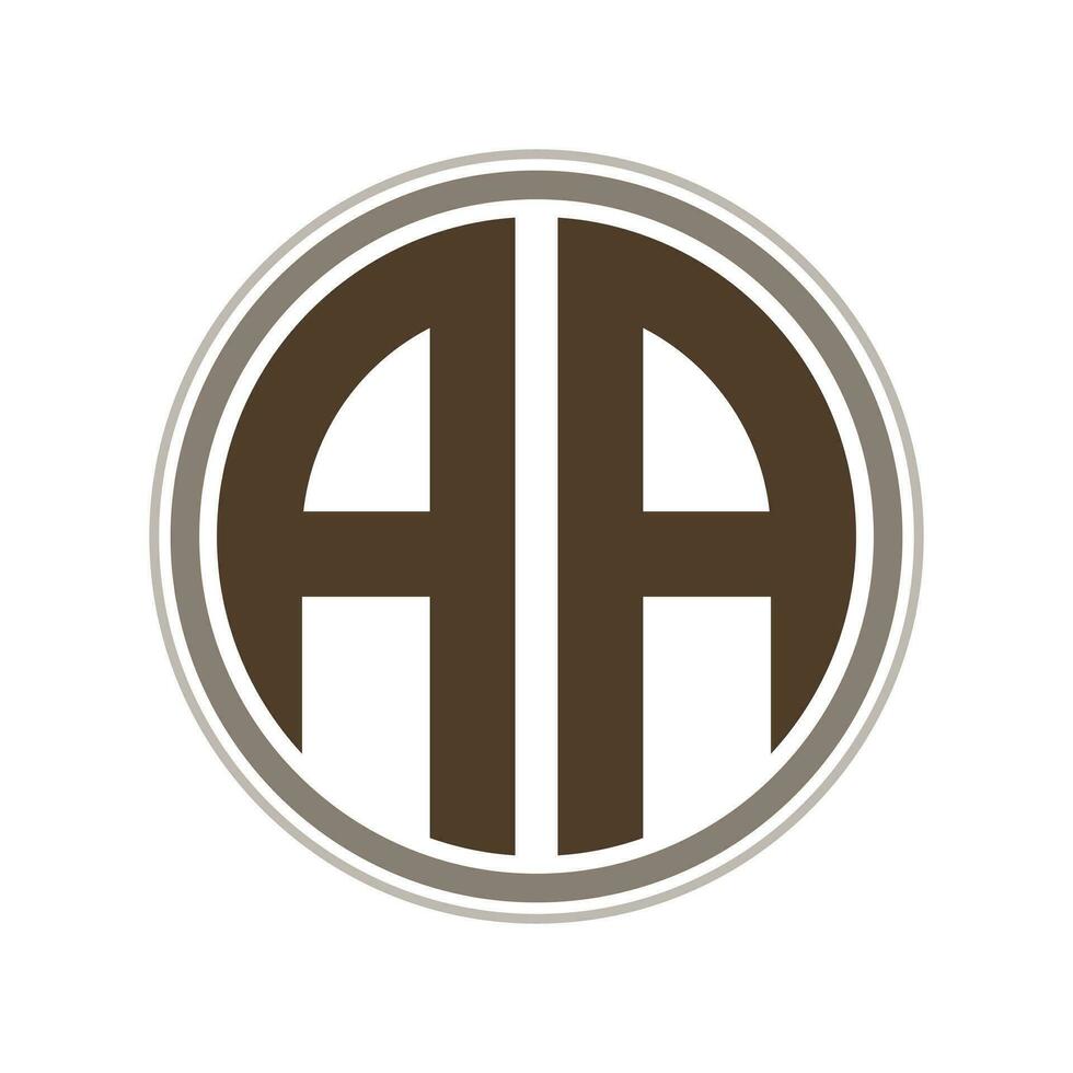 Monogram circle logo ribbon style design template. AA initial letter. vector