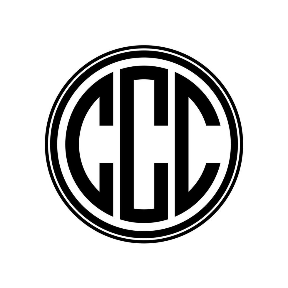 Monogram circle logo ribbon style design template. CCC initial letter. vector