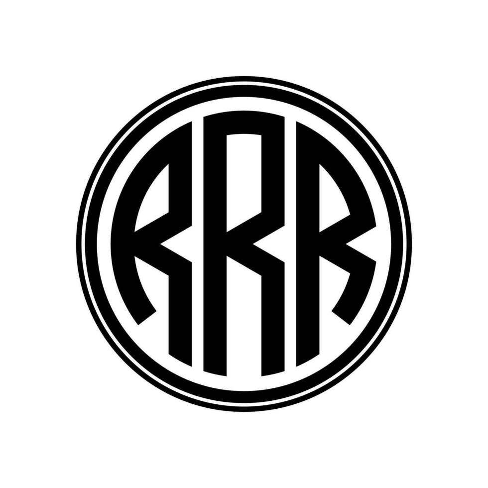Monogram circle logo ribbon style design template. RRR initial letter. vector