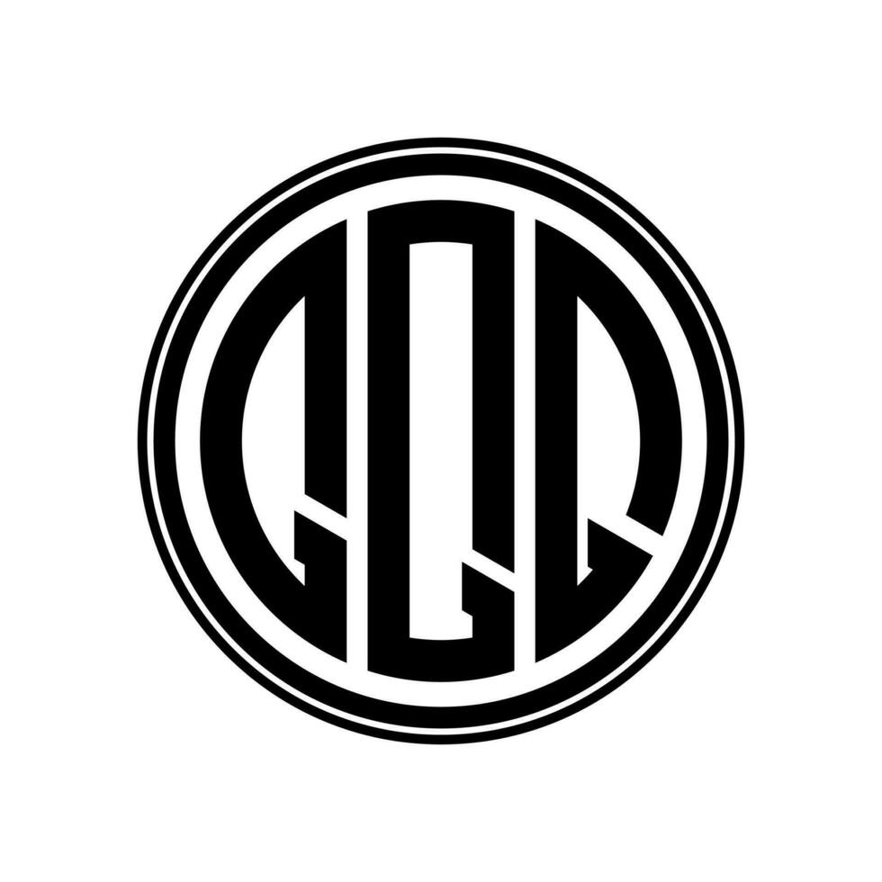 Monogram circle logo ribbon style design template. QQQ initial letter. vector