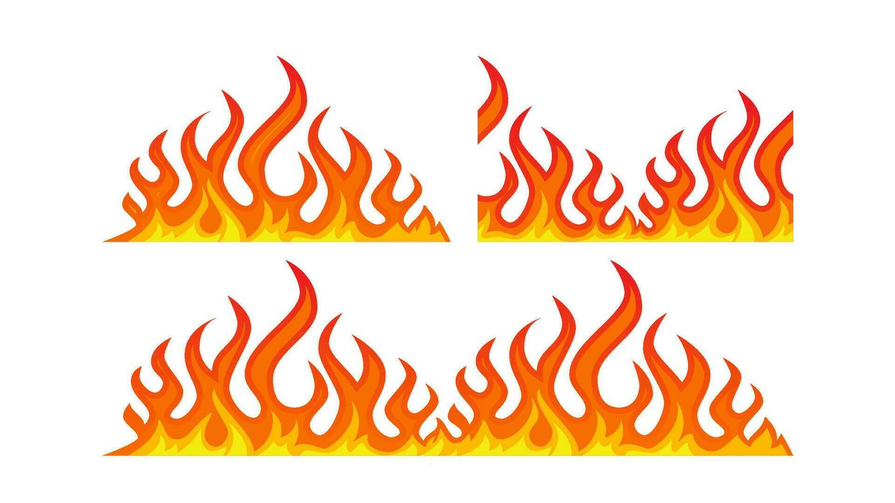 Fire flame element illustration seamless cartoon vector firewall textured frames set