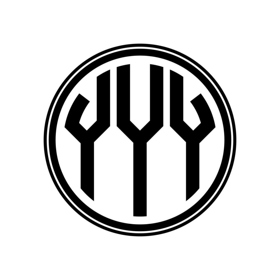 Monogram circle logo ribbon style design template. YYY initial letter. vector