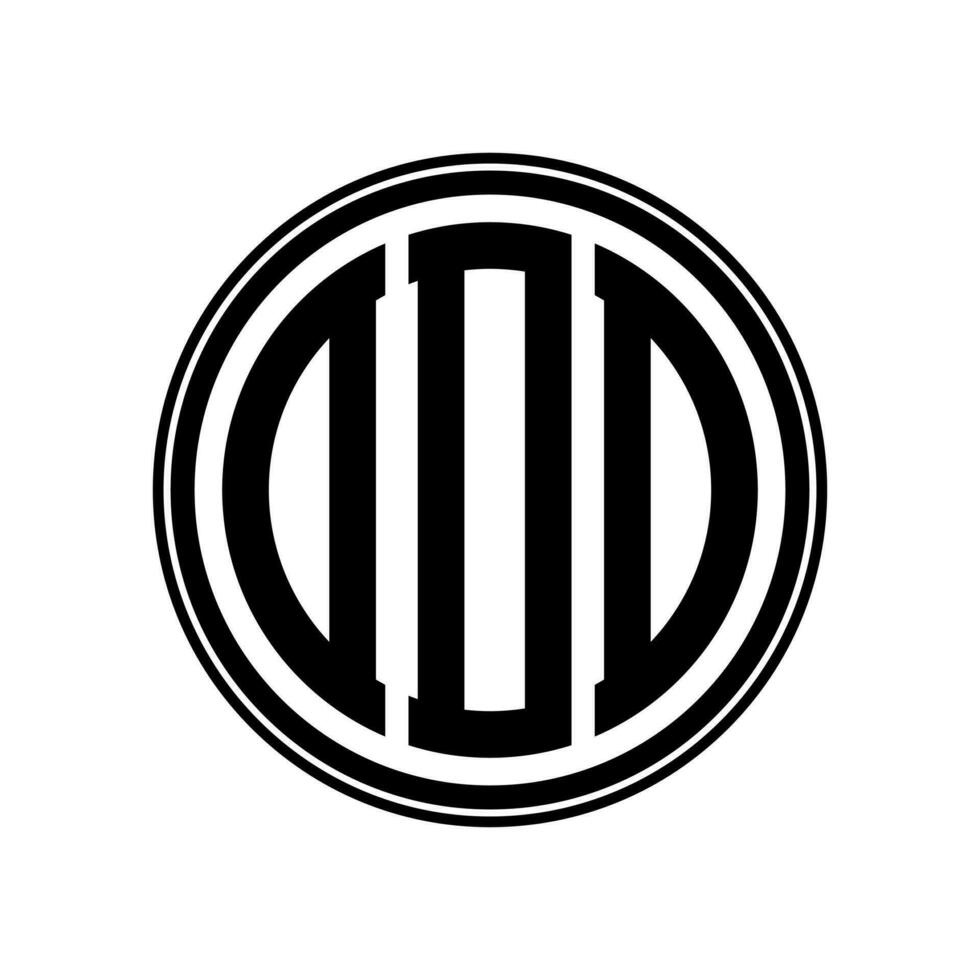 Monogram circle logo ribbon style design template. DDD initial letter. vector