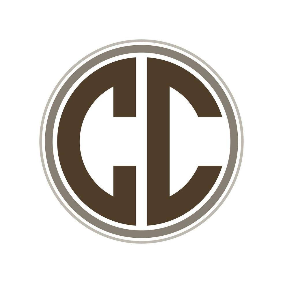 Monogram circle logo ribbon style design template. CC initial letter. vector