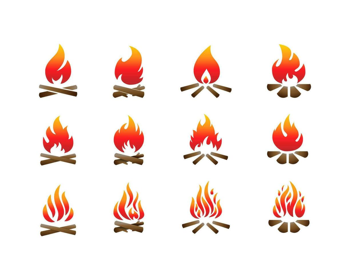 Fire Illustration and Bonfire Cartoon Style Flat Design. vector