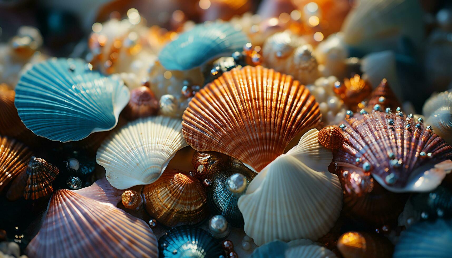 Underwater beauty  nature collection of animal shell patterns and decorations generated by AI photo