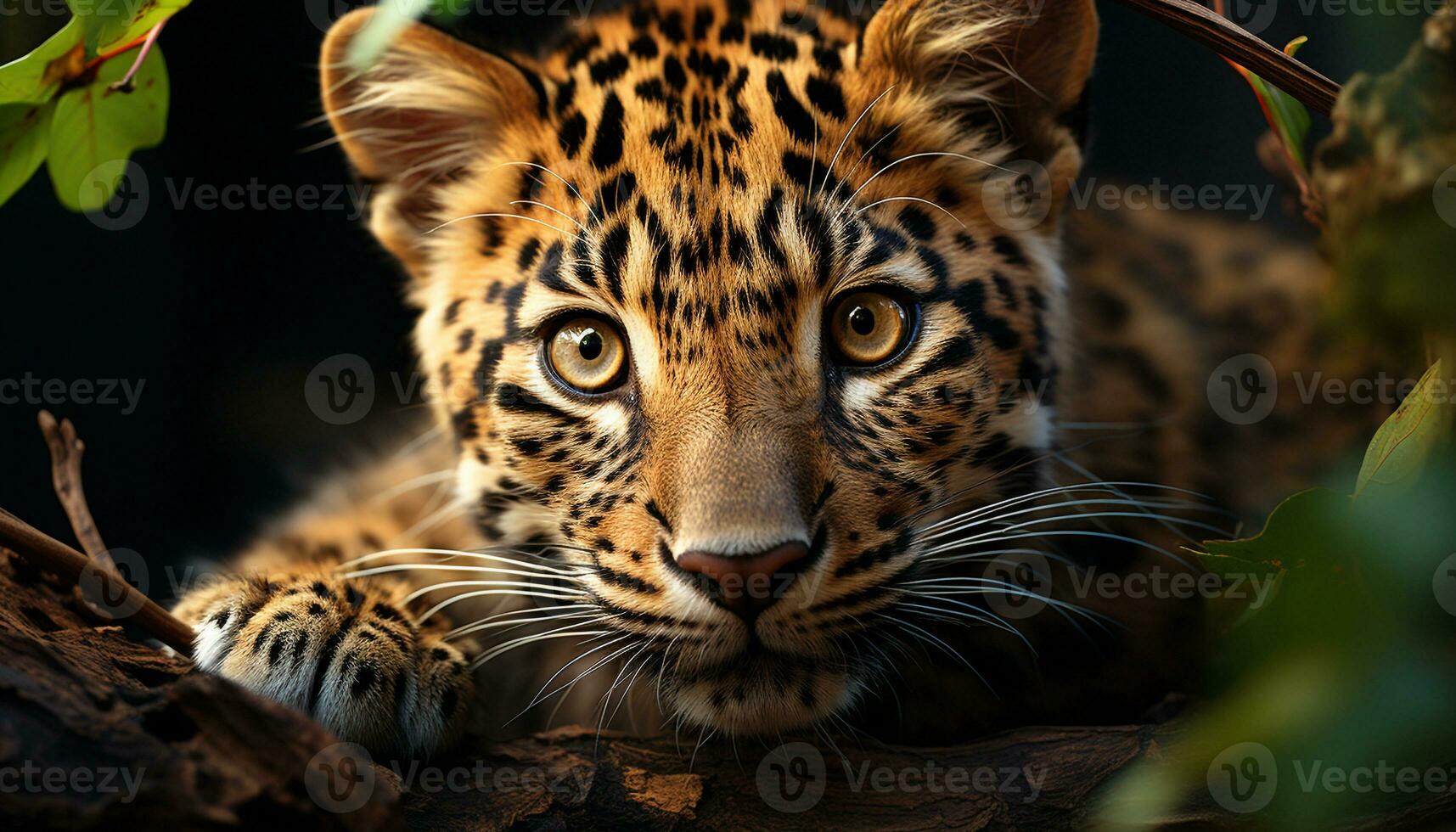 Bengal tiger, majestic beauty in nature, staring at camera, wildcat generated by AI photo