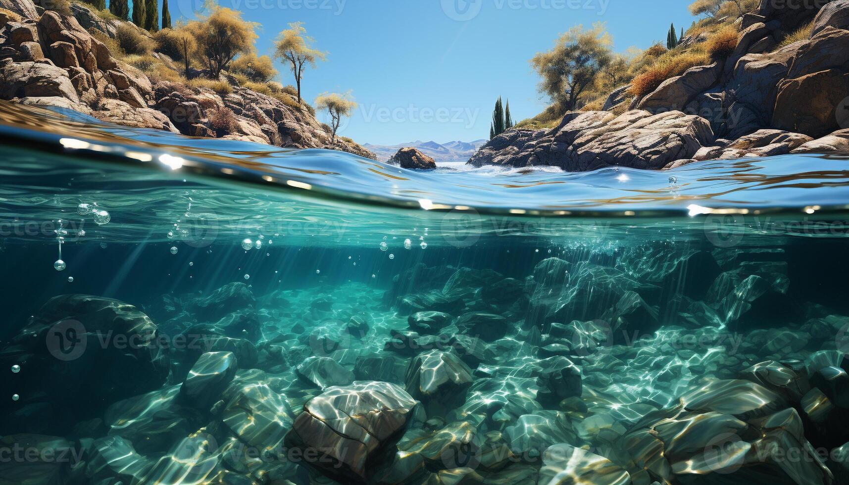 Underwater adventure Swimming with colorful fish in tropical paradise generated by AI photo
