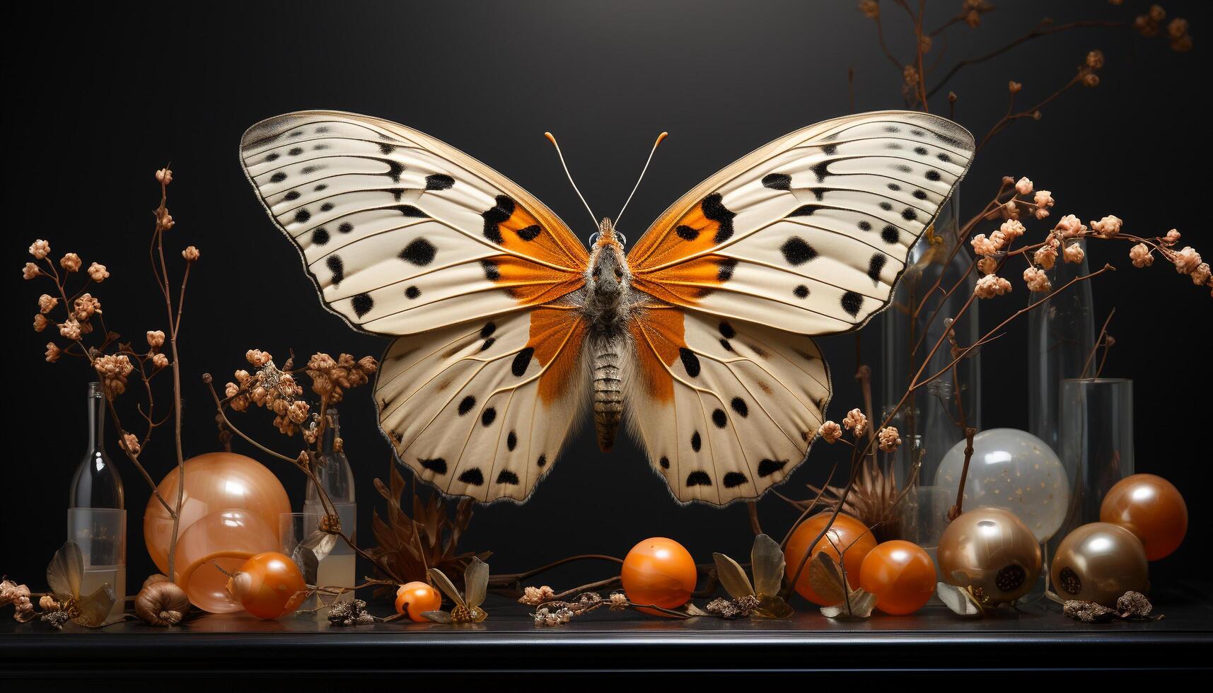 A vibrant butterfly in nature, flying with elegance and beauty generated by AI photo