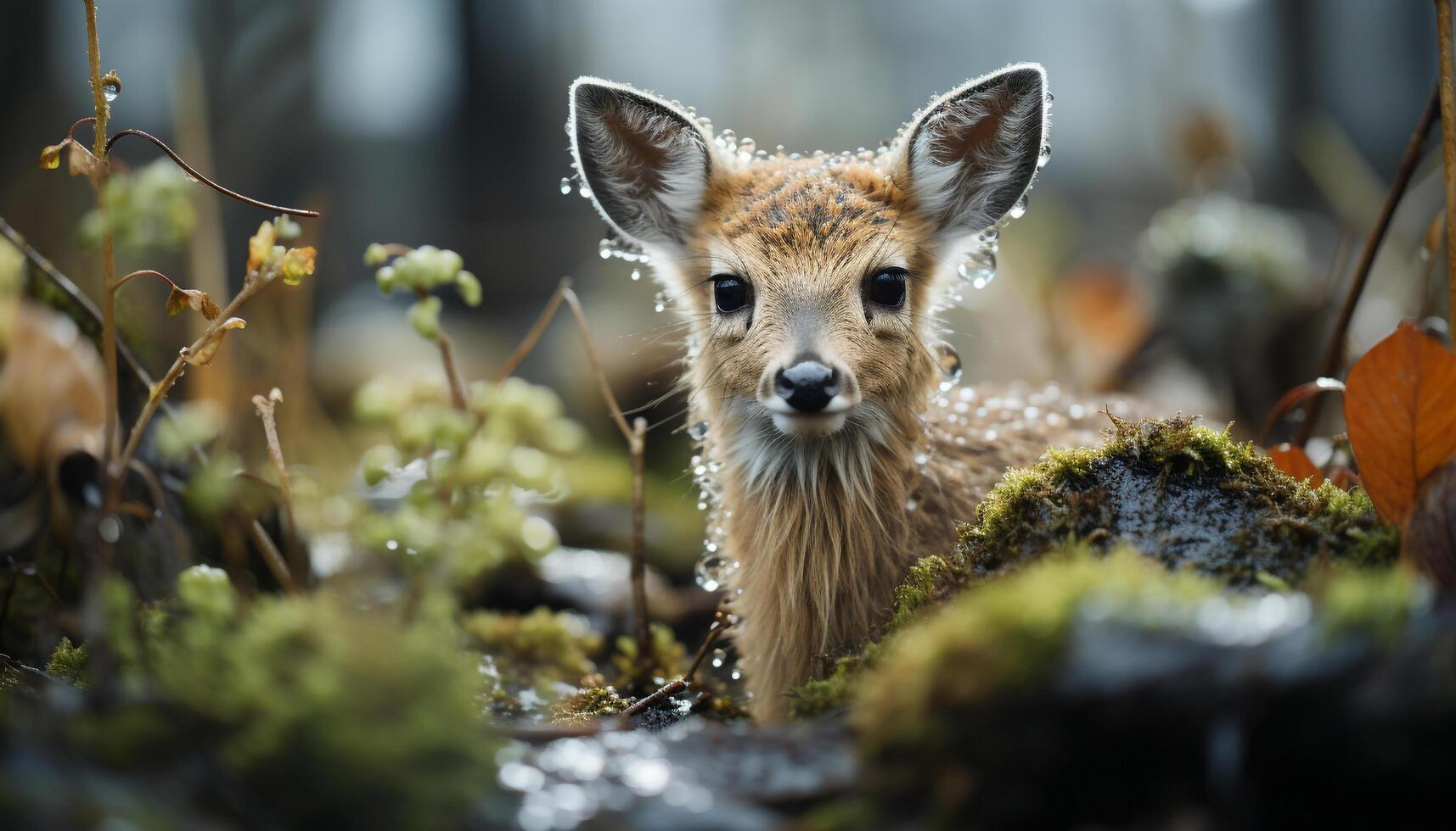 Cute mammal in the wild, small fur, looking at camera generated by AI photo