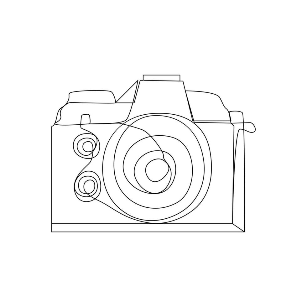 One line continuous camera outline vector art drawing