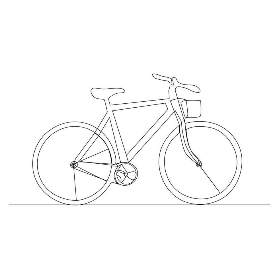 One line continuous bicycle outline vector art drawing