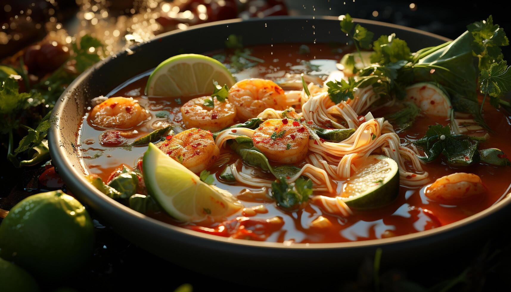 Fresh seafood, gourmet meal, healthy eating, lemon, lime, cooked fish generated by AI photo