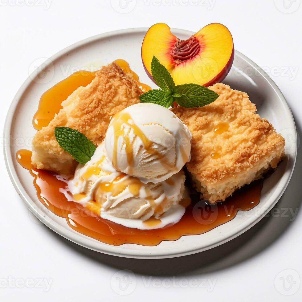 Tempting Cobbler Fusion Imagery of Delectable Plate Generative AI photo