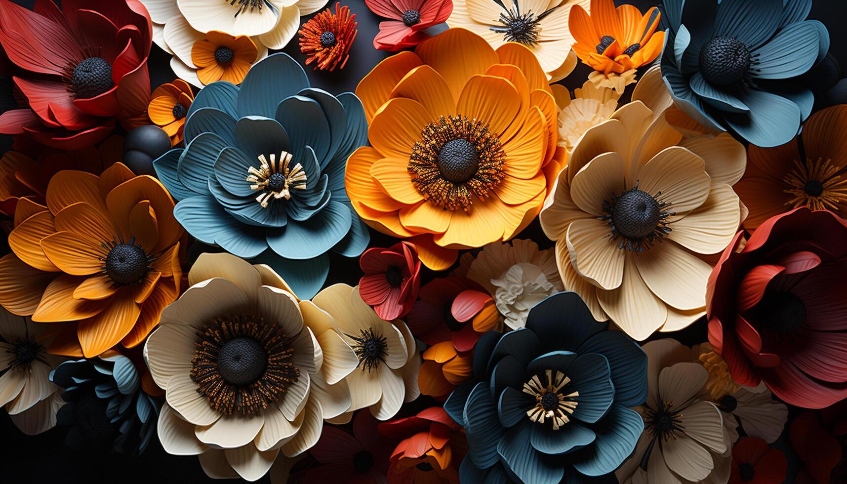 A vibrant collection of floral patterns brings elegance to nature generated by AI photo