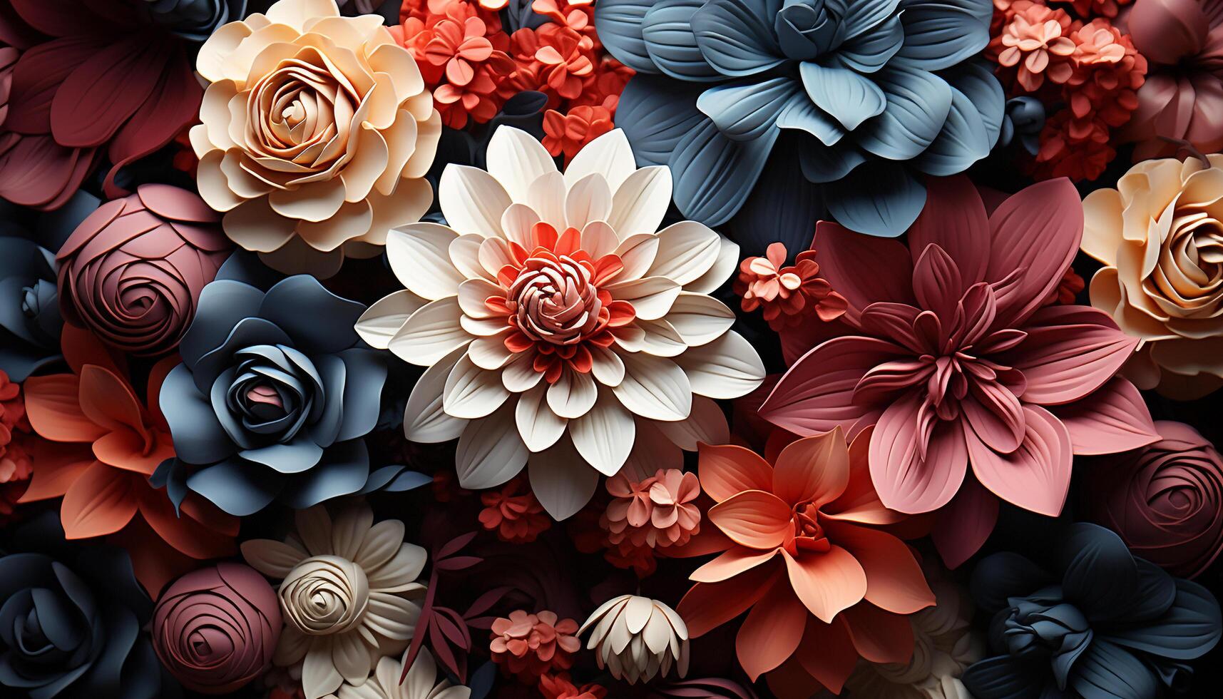 creates a cute, modern floral wallpaper with elegance generated by AI photo