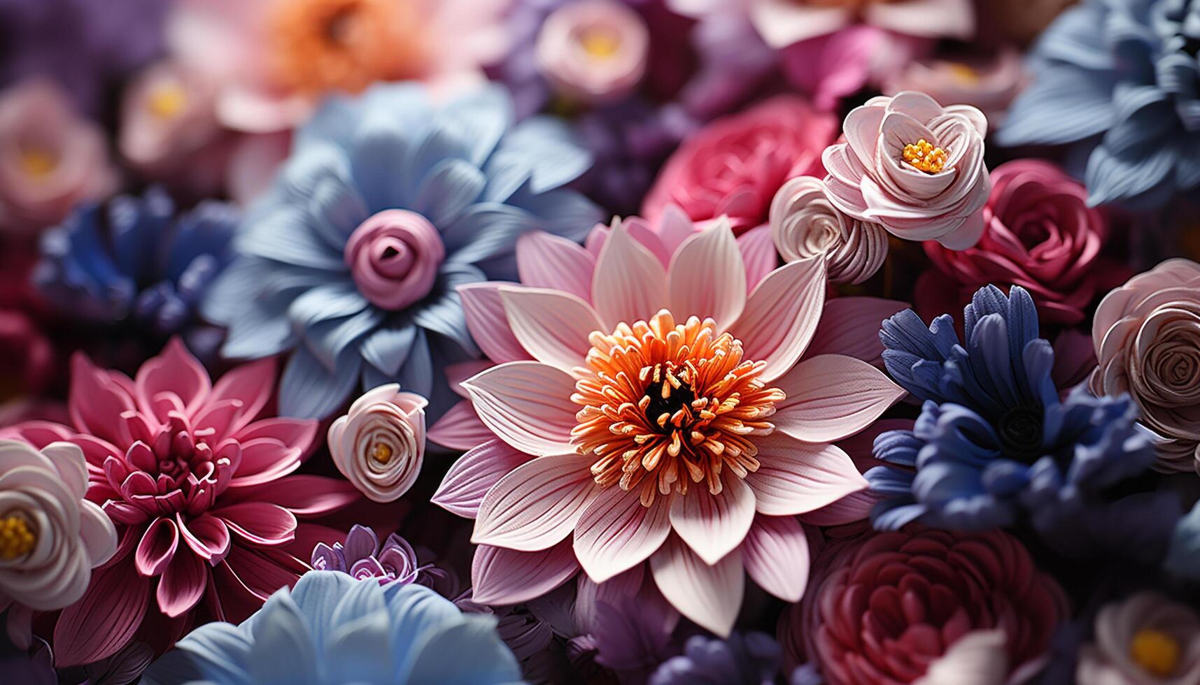 Floral beauty in nature a collection of patterns generated by AI photo