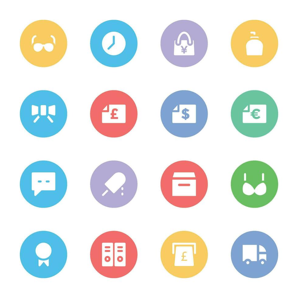 Collection of Purchasing Items Flat Icons vector