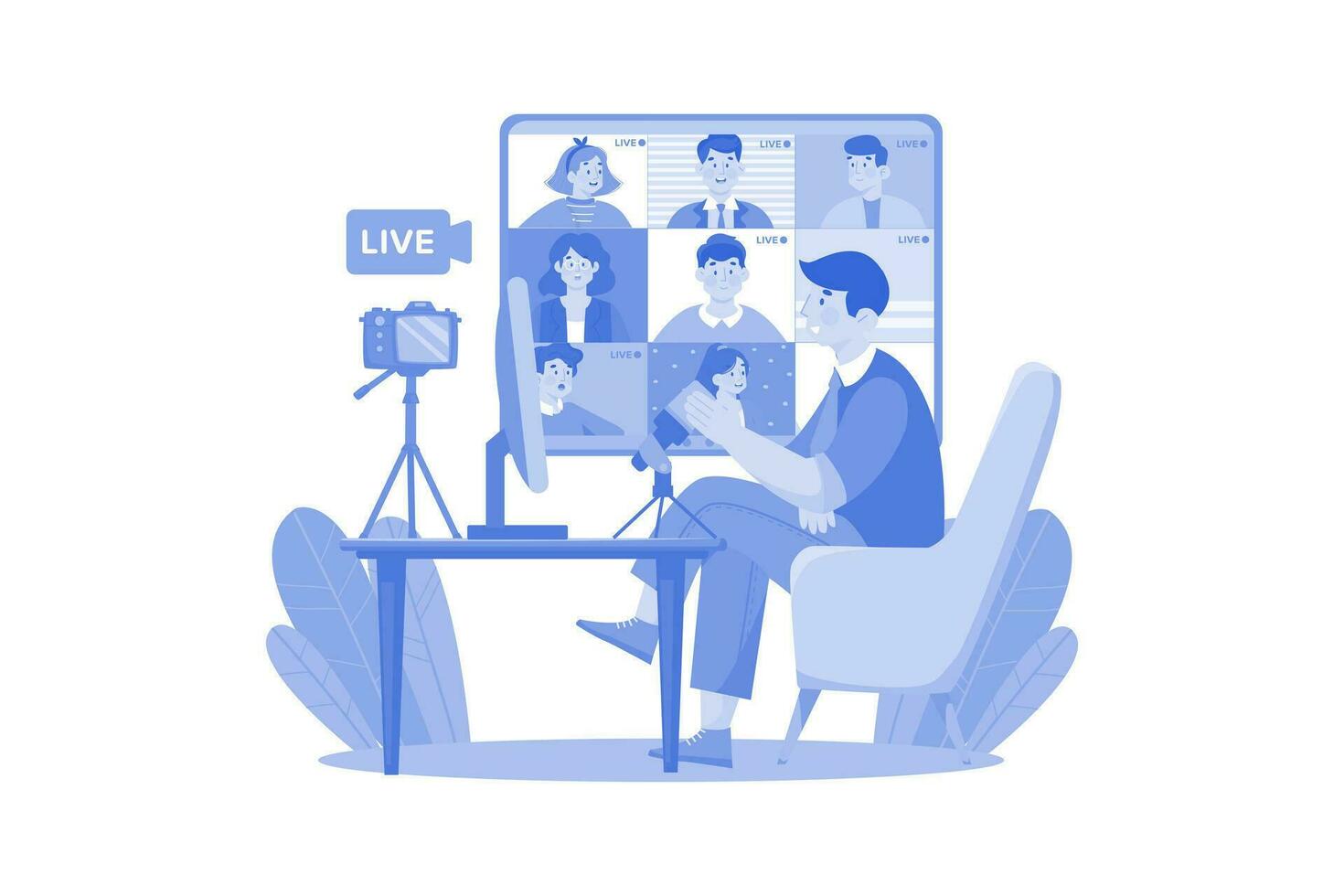 Join Live Video Streaming Illustration concept. A flat illustration isolated on white background vector
