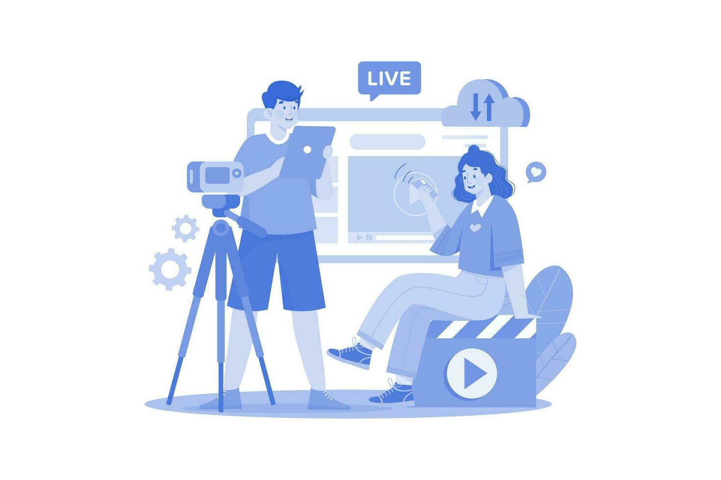 Live Streaming Video Feeds Illustration concept. A flat illustration isolated on white background vector
