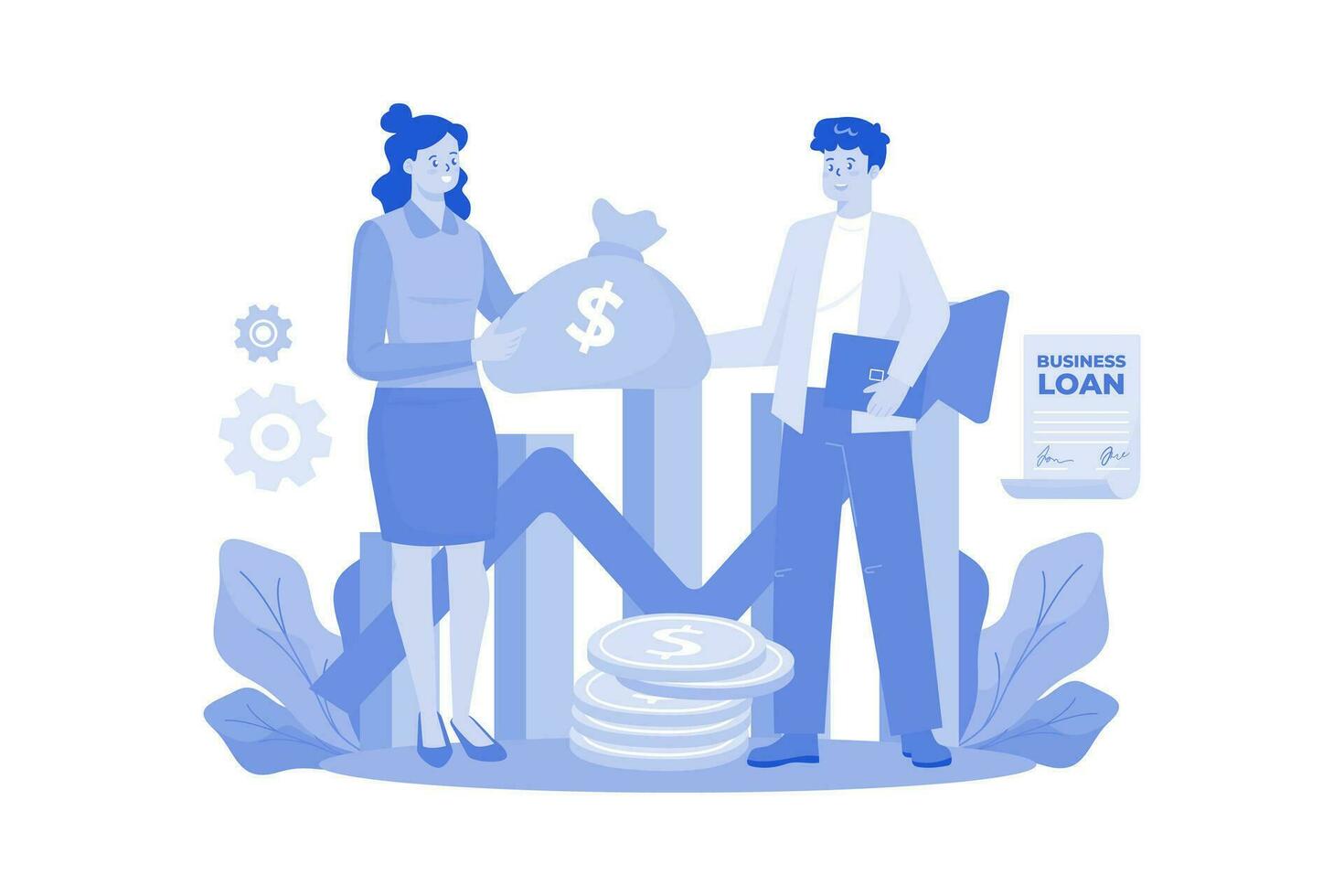 Business Team Discuss To Increase Financial vector