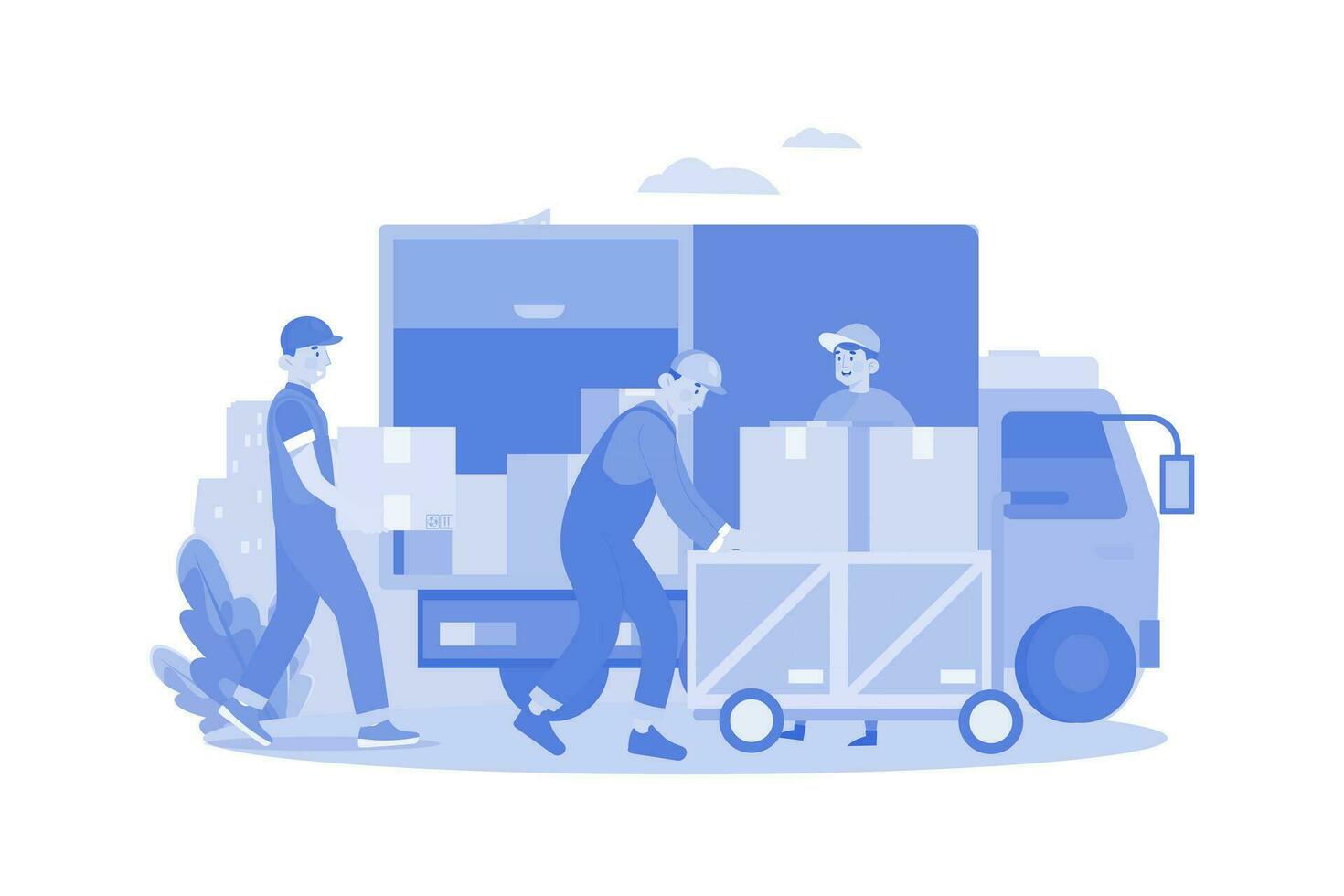 Worker Loading Packages On The Truck Illustration concept on white background vector