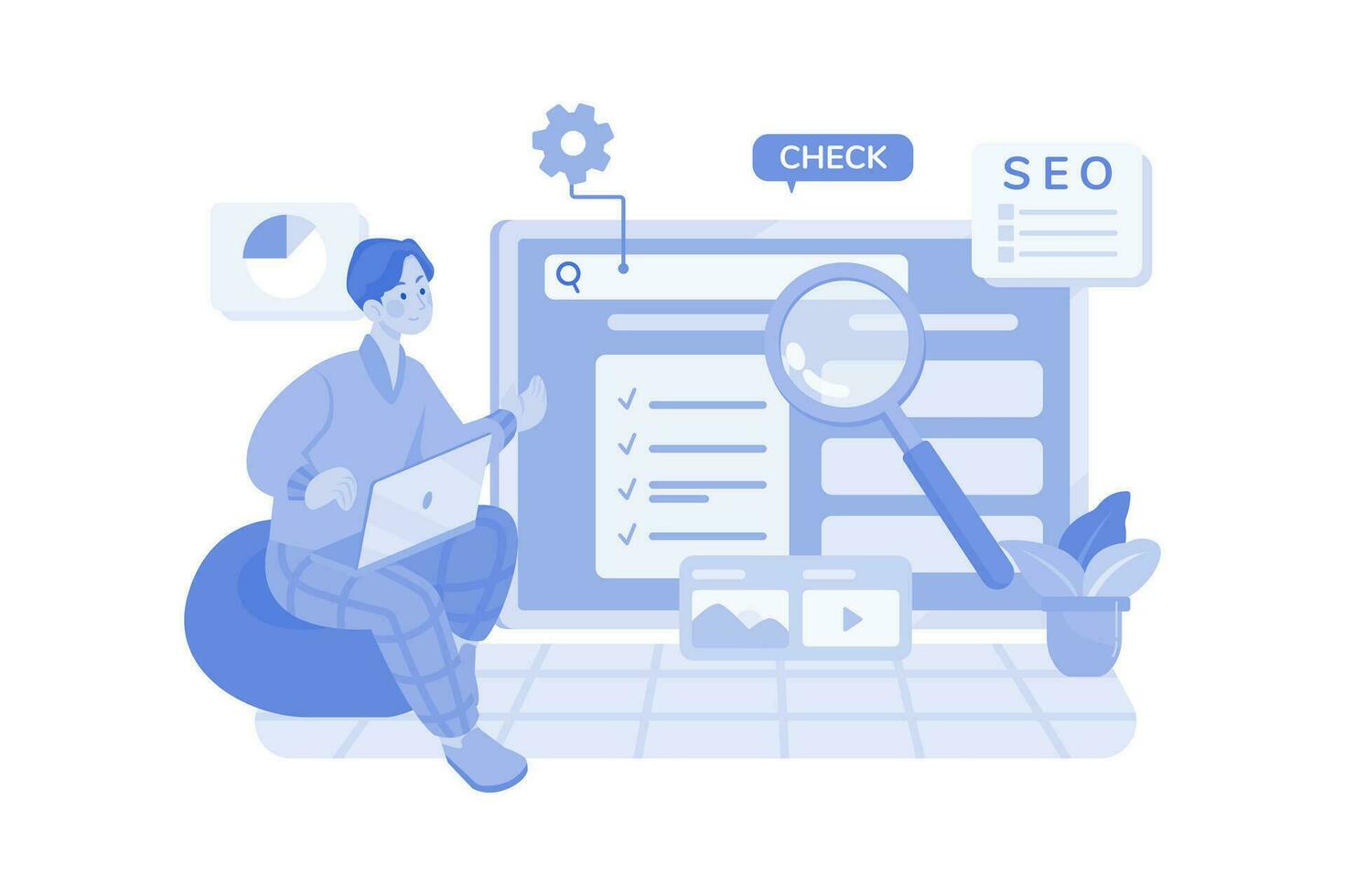 concepto de ilustración de monitoreo seo sobre fondo blanco vector