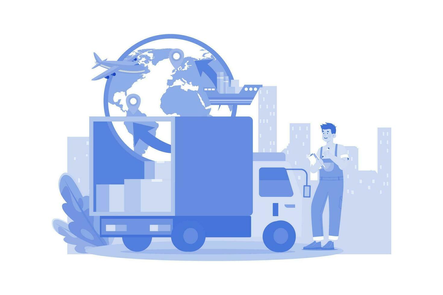 Global Delivery Illustration concept on white background vector