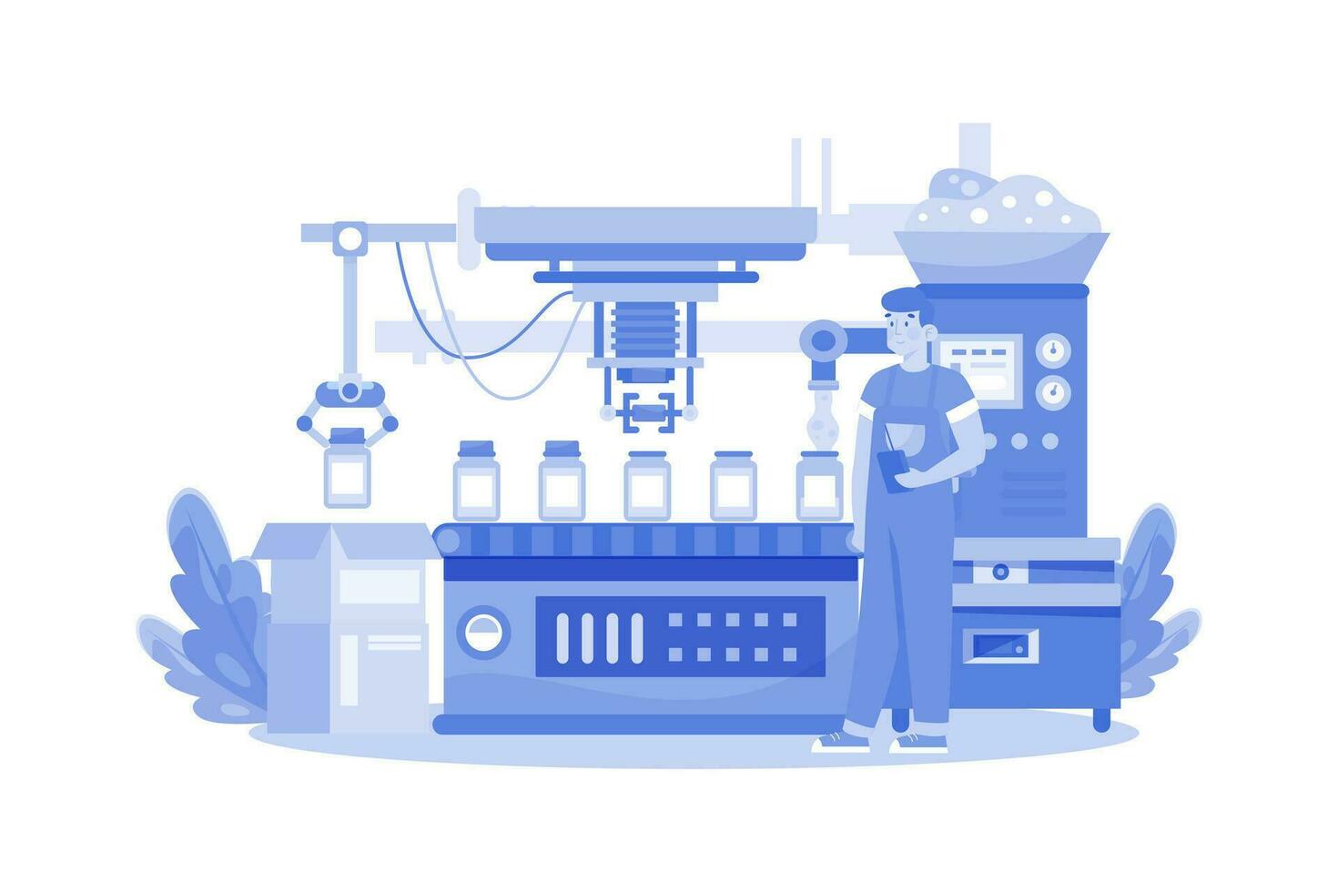 Automated Production Line Illustration concept on white background vector