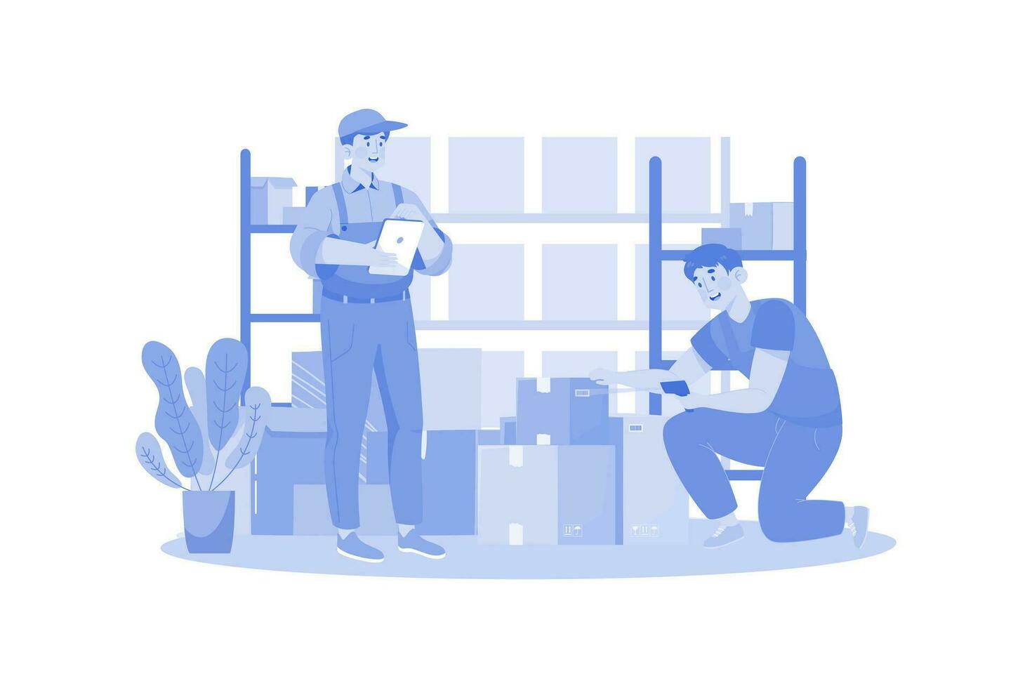 Factory Worker Checking Stock Illustration concept on white background vector