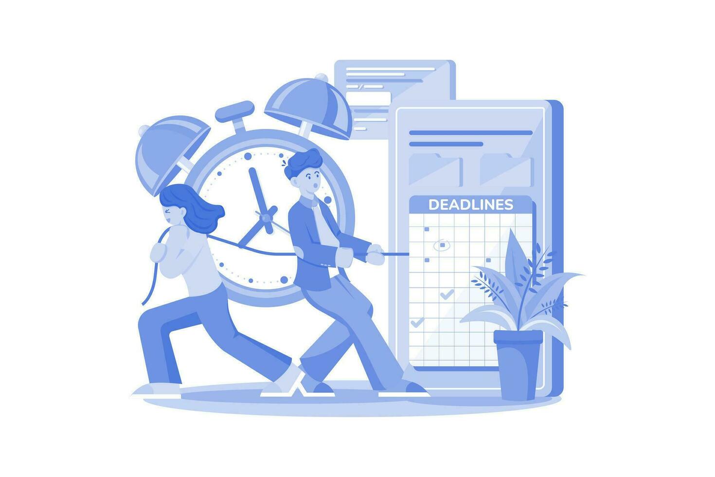 Teamwork Of People With Schedules And Tasks vector