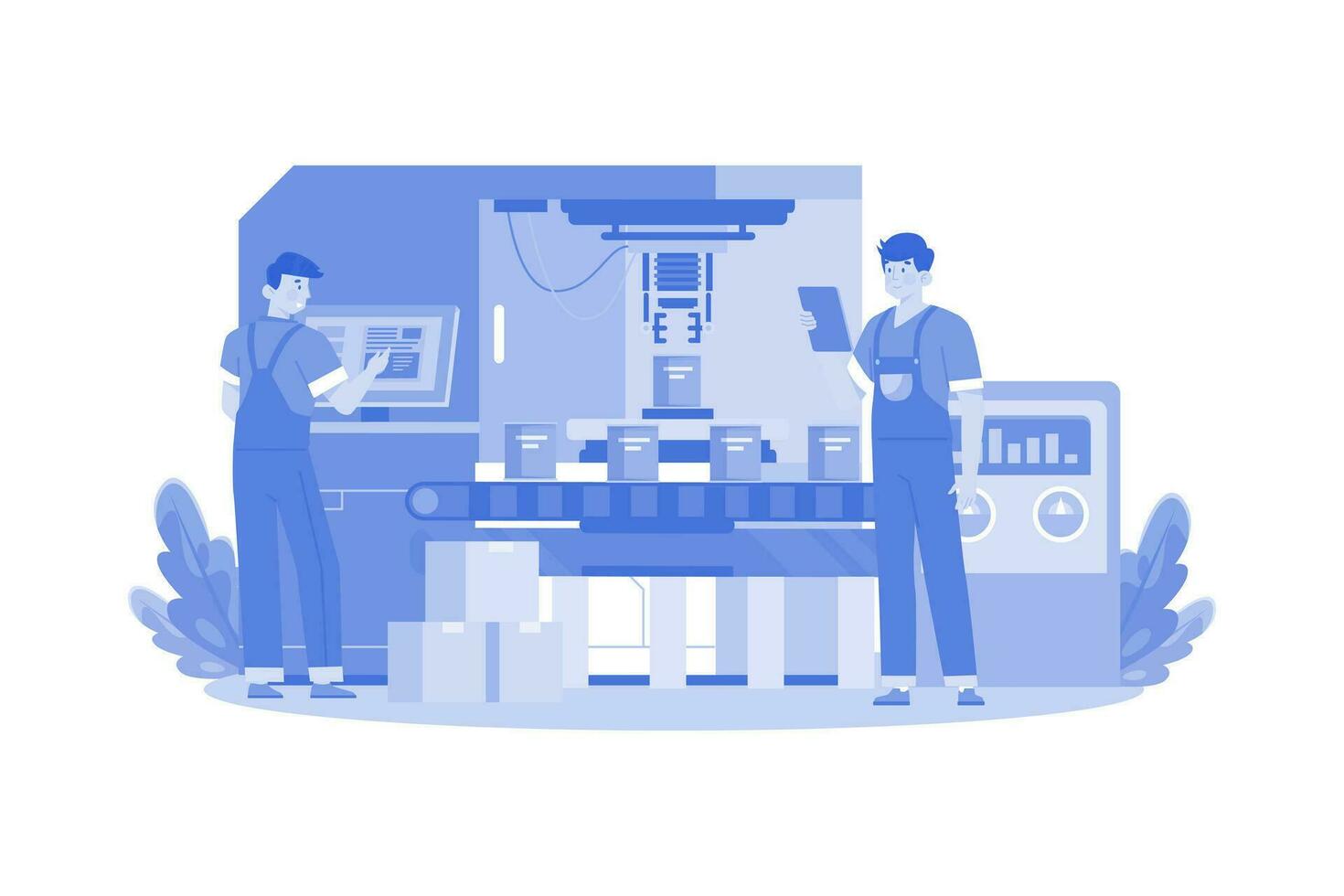 Automated Production Illustration concept on white background vector