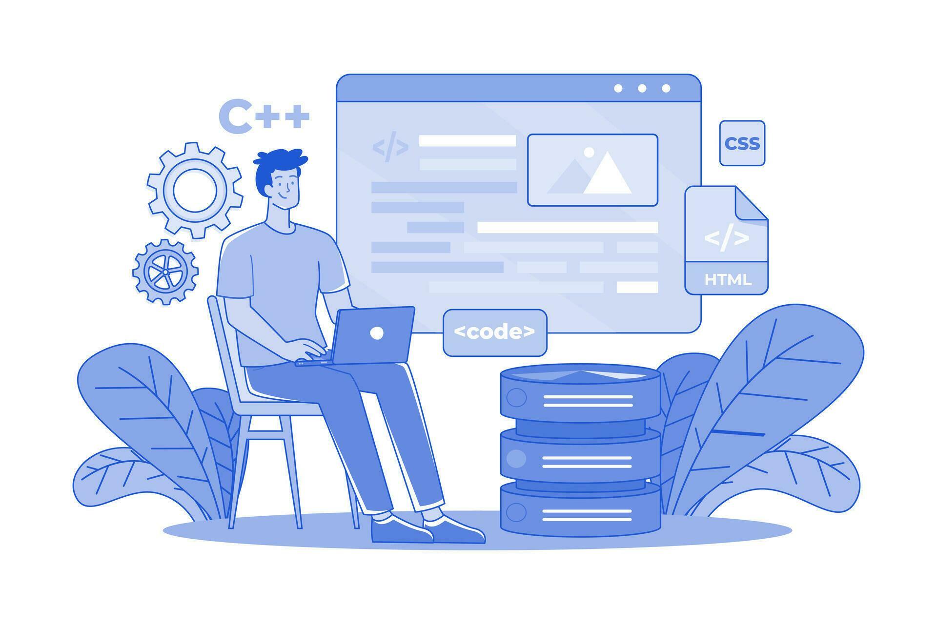 Web coding Illustration concept on white background 30911671 Vector Art ...