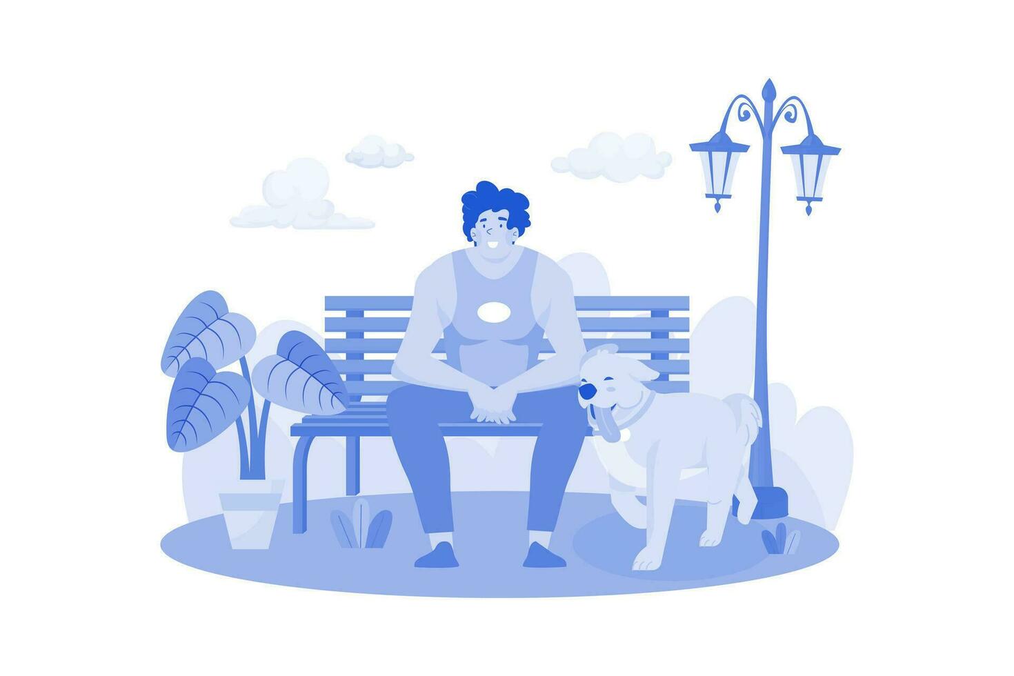 Pet Owner With Pet Outdoor vector